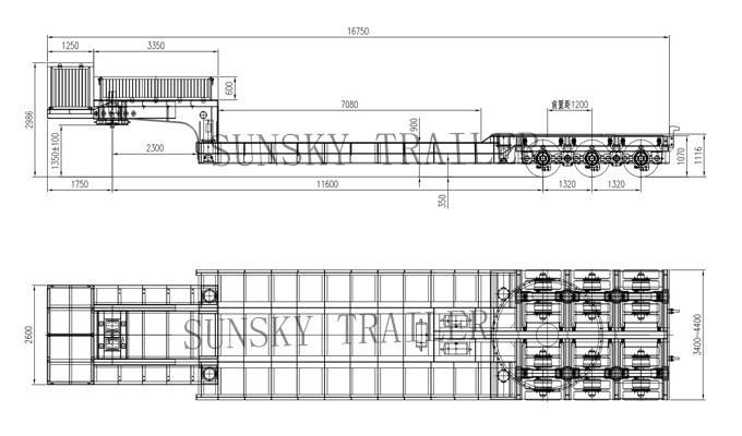 wind blade semi trailer drawing