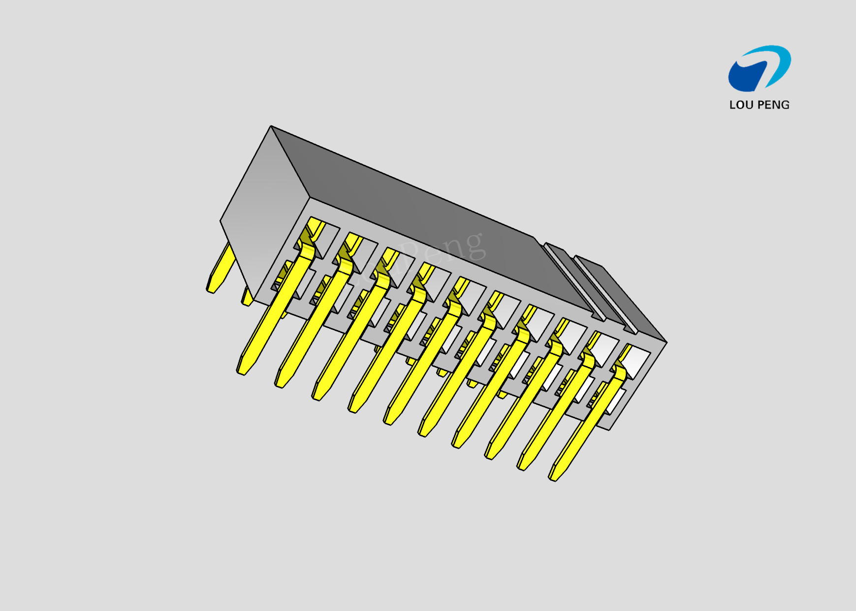 Female header, PCB Mount Receptacle, Vertical, Board-to-Board, 20 Position, 2.0mm Pitch, Shrouded, Gold Flash, 90 degree
