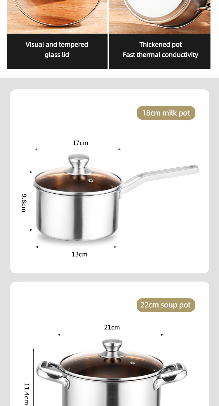 Escalation Series 5Pcs Multi-Purpose Kitchen Pots Cooking Cookware Sets Stainless Steel Pots Sets
