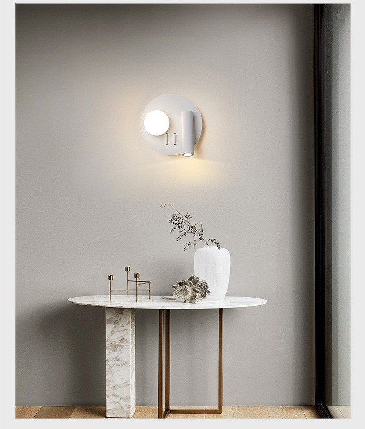 Bedside reading wall lamp acrylic ball Nordic bedroom bed board light living Bedhead wall light for hotel