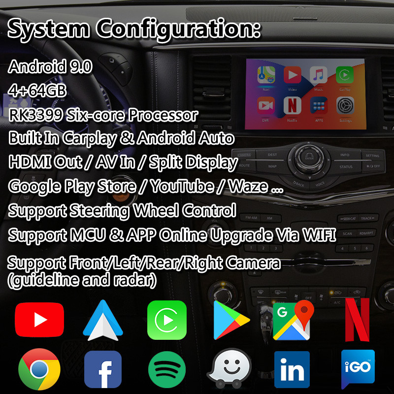 Lsailt 4+64GB Android Carplay Multimedia Video Interface for Nissan Armada Patrol Y62