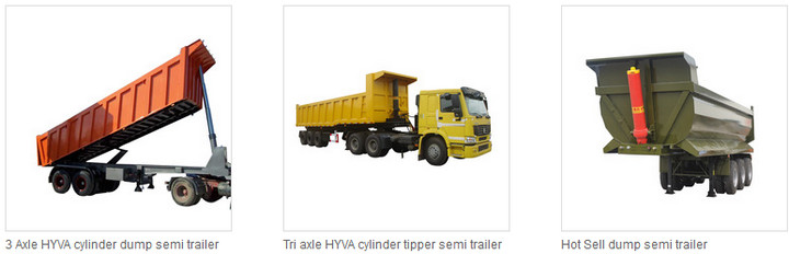 Tri Axle Tipper Semi Trailer 30-40 Ton U Shape For Transport Stones / Rocks