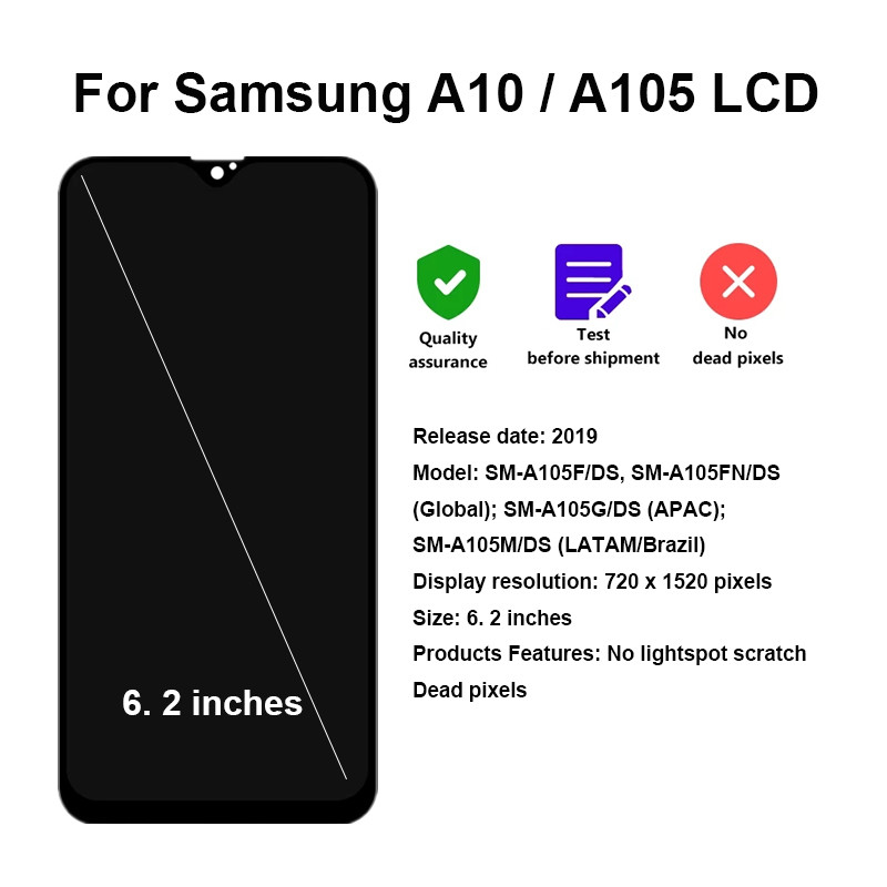Cell Phone Lcd Replacement For SAM Galaxy A10 A105 Display Screen Digitizer Touch Screen