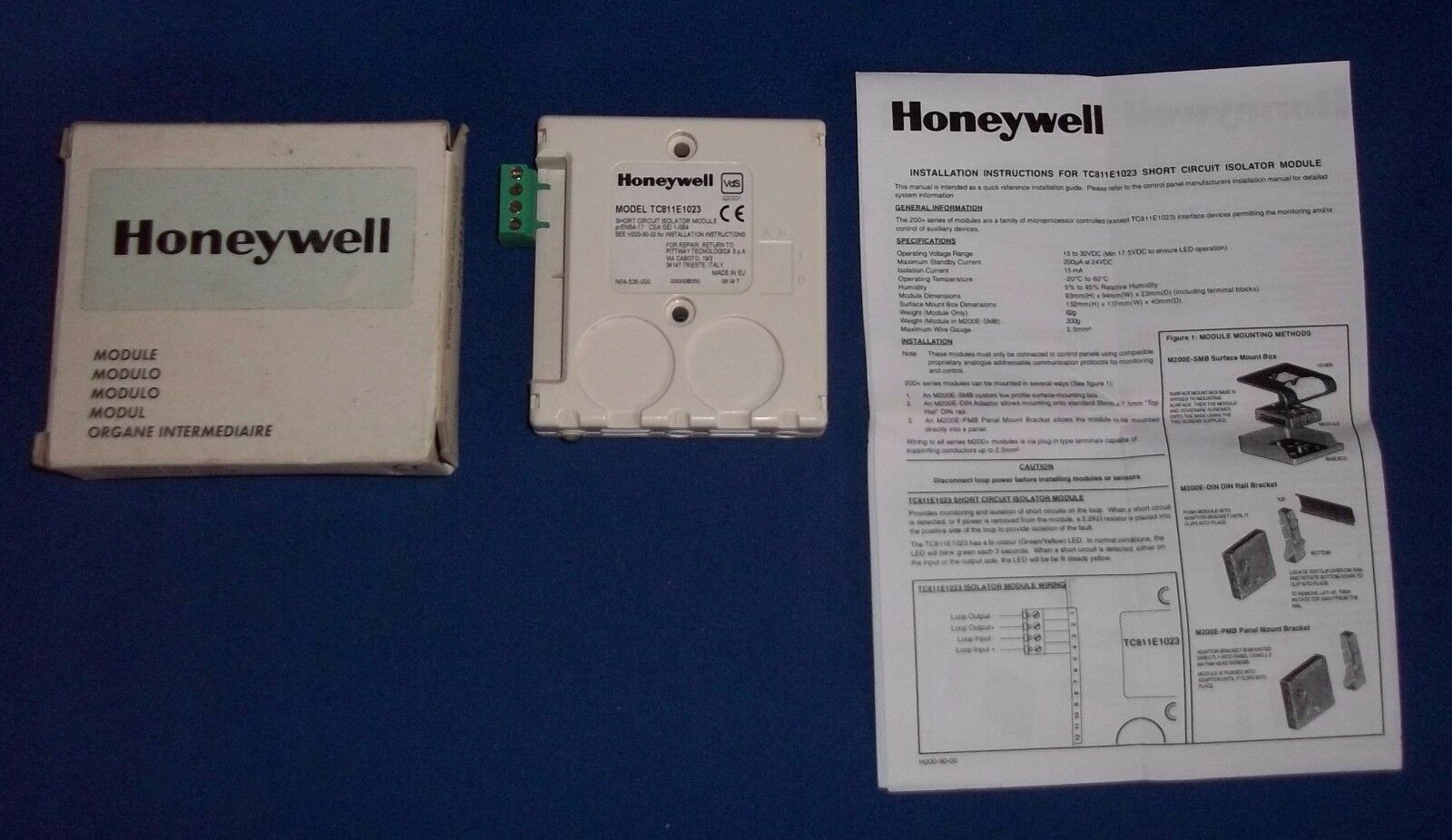 HONEYWELL TC811E1023 Short Circuit Isolator Module 15 To 30VDC 200uA At 24VDC 15 MA