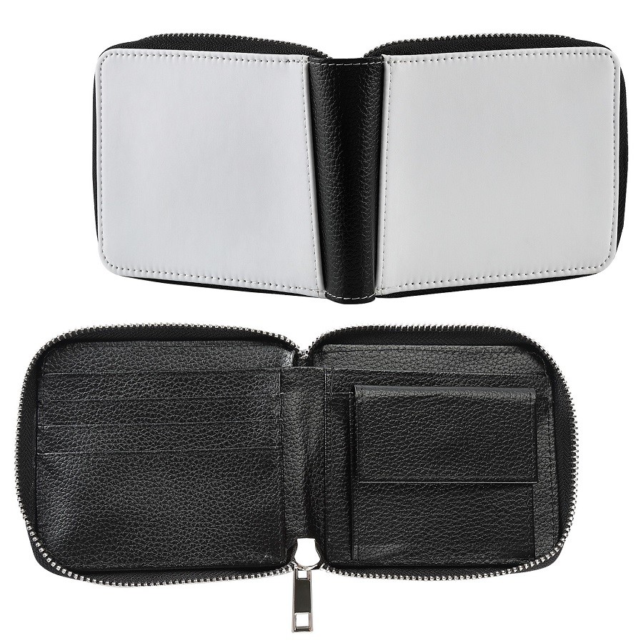 Sublimation Blanks Leather Sublimation Zippered Compact Wallet With Card Slots For Sublimation Transfer Printing
