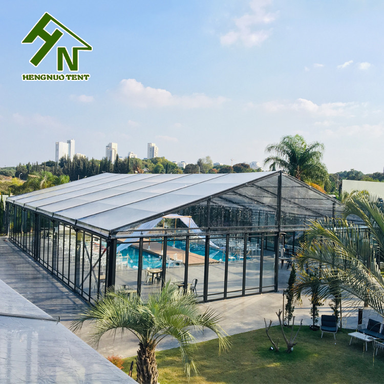 150 - 1500 Person Tempered Glass Marquee Tent Black Aluminum Alloy Frame