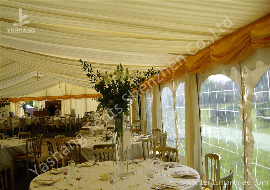 White Fabric Cover Aluminum Profile Luxury Wedding Tents With Milk White Roof Lining