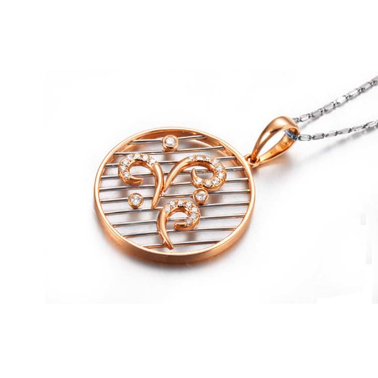 New Design 18K Rose Gold White Gold Two Tone Round Charm Necklace (GDN006)