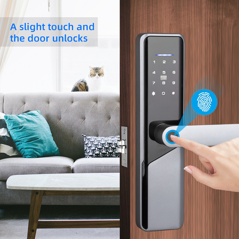 Black Color Biometric Fingerprint Keyless Digital Door Lock With FCC Certification