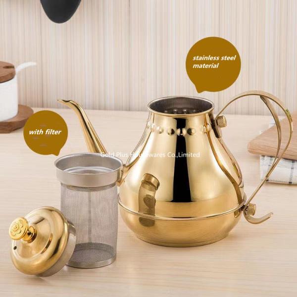 Arabic Style Cafetiere Portable Coffee Pot Fine Mouth Stainless Steel Turkish
