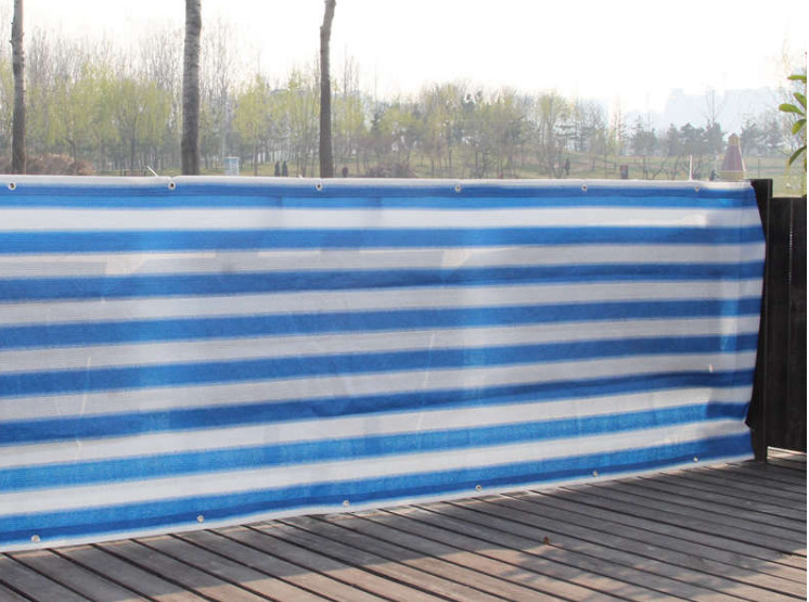 HDPE Balcony Shade Net With Color Strip For Courtyard And Garden