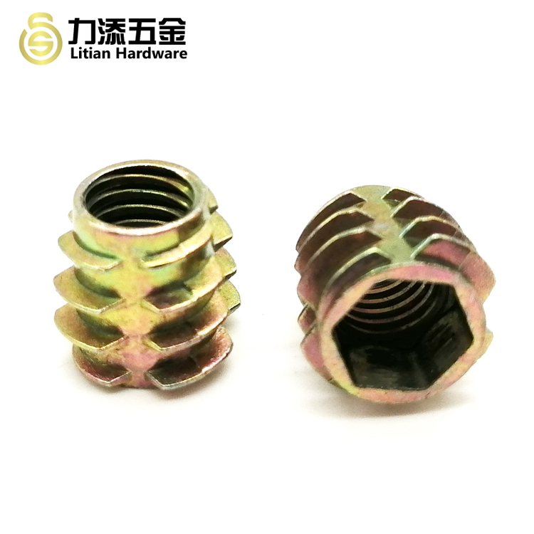 BS Wood Insert Lock Nut M8 Nuts Flat Head Trapezoid For Wood Furniture
