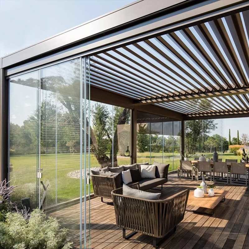 Aluminum Louvered Pergola Double Aluminum Louvers Patio Pergola With Retractable Canopy