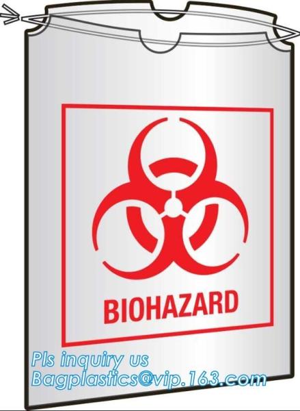 Large Drawstring Biohazardous Waste Bags, Nice printing red incinerate waste bag
