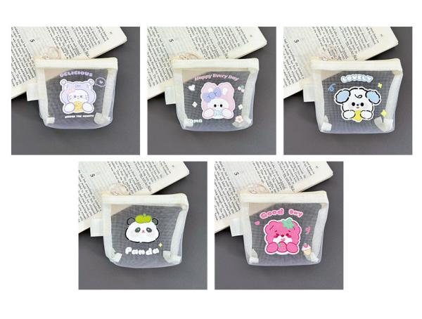 CARTOON NET COIN PURSE CUTE CHANGE STORAGE BAG TRANSPARENT PORTABLE CARD POCKET