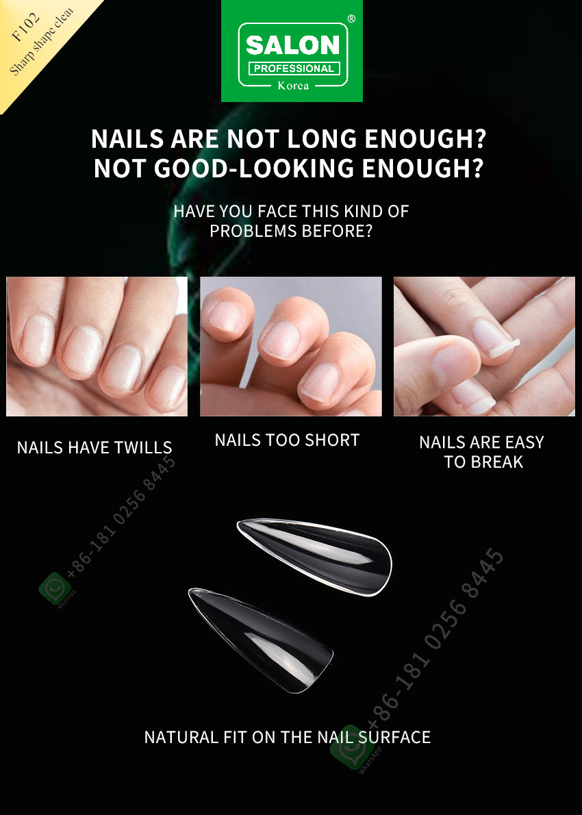 500pcs Sharp Shape Lady French Style Artificial False Nails Half Tips and Full Cover False Nail
