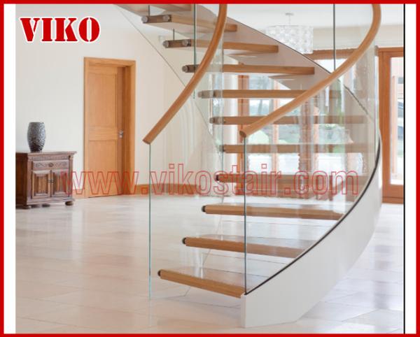 Floating Staircase VK36S Floating Stair Tempered GlassLED Light strip, Stringer: