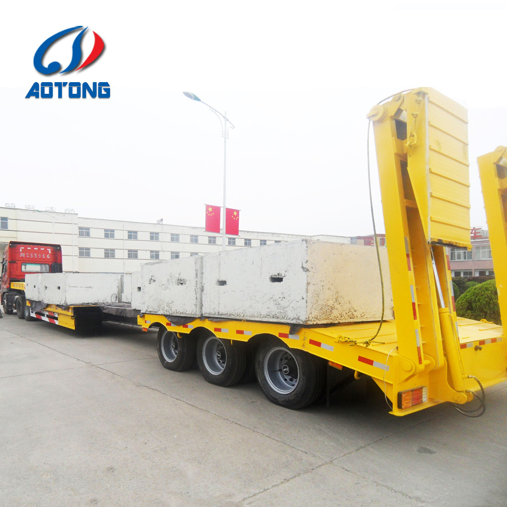10m Hydraulic Mobile Trailer Telescopic Low Bed Semi Truck Trailer with 12R22.5 Tires