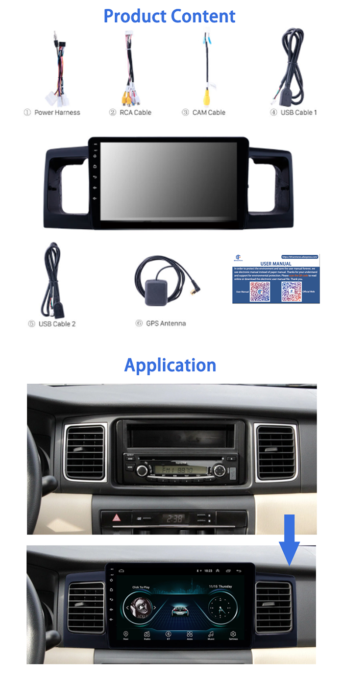 9 Inch Android 10.0 Quad Core Car Radio For Toyota Corolla BYD F3 2013 Car Dvd Player Gps Navi Carplay Android Auto