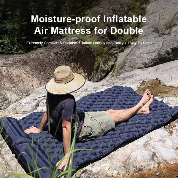 Double Camping Pad For Sleeping Backpacking Sleeping Mat With Pillow