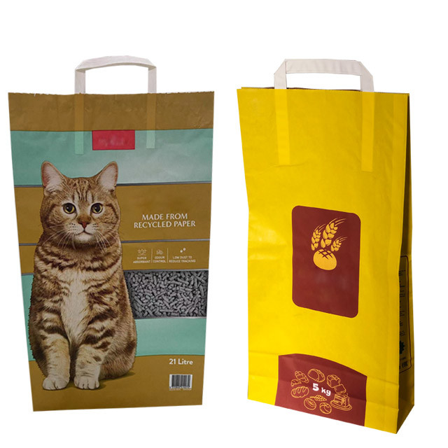 Accept Custom 6L 10L 12L Kraft Paper Packaging Bags Heat Sealed