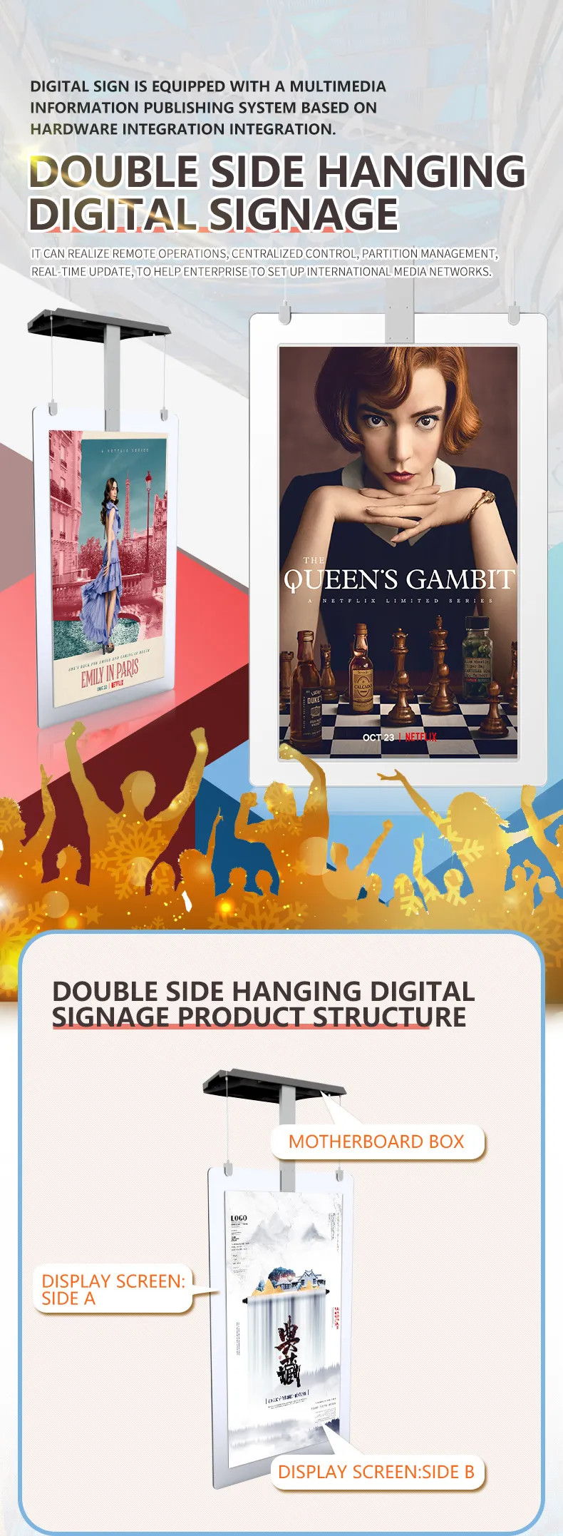 43" 55" Floor Standing Wireless Network Advertising Kiosk Digital Signage Advertising Machine