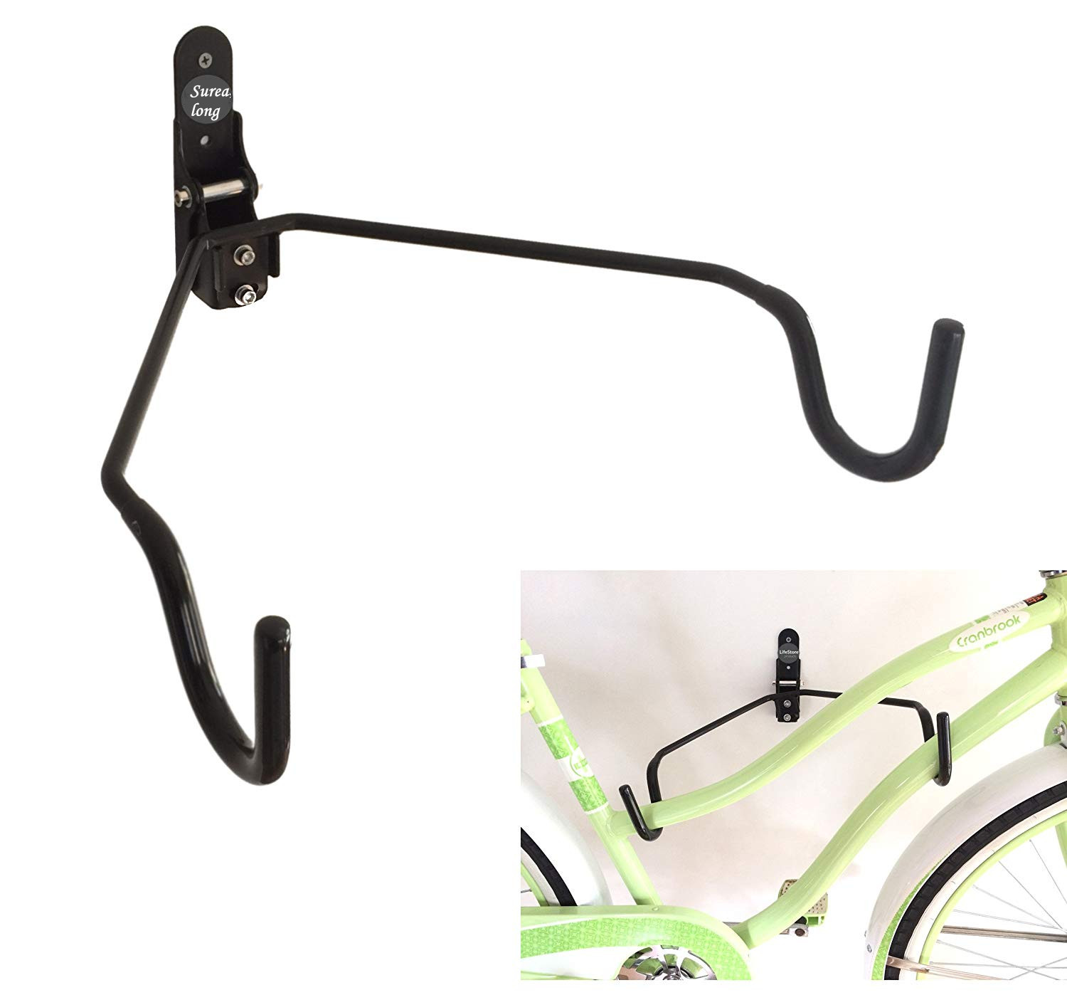 Power Coating Carbon Steel Bicycle Carrier Wall Mount Includes Screws and Dowels