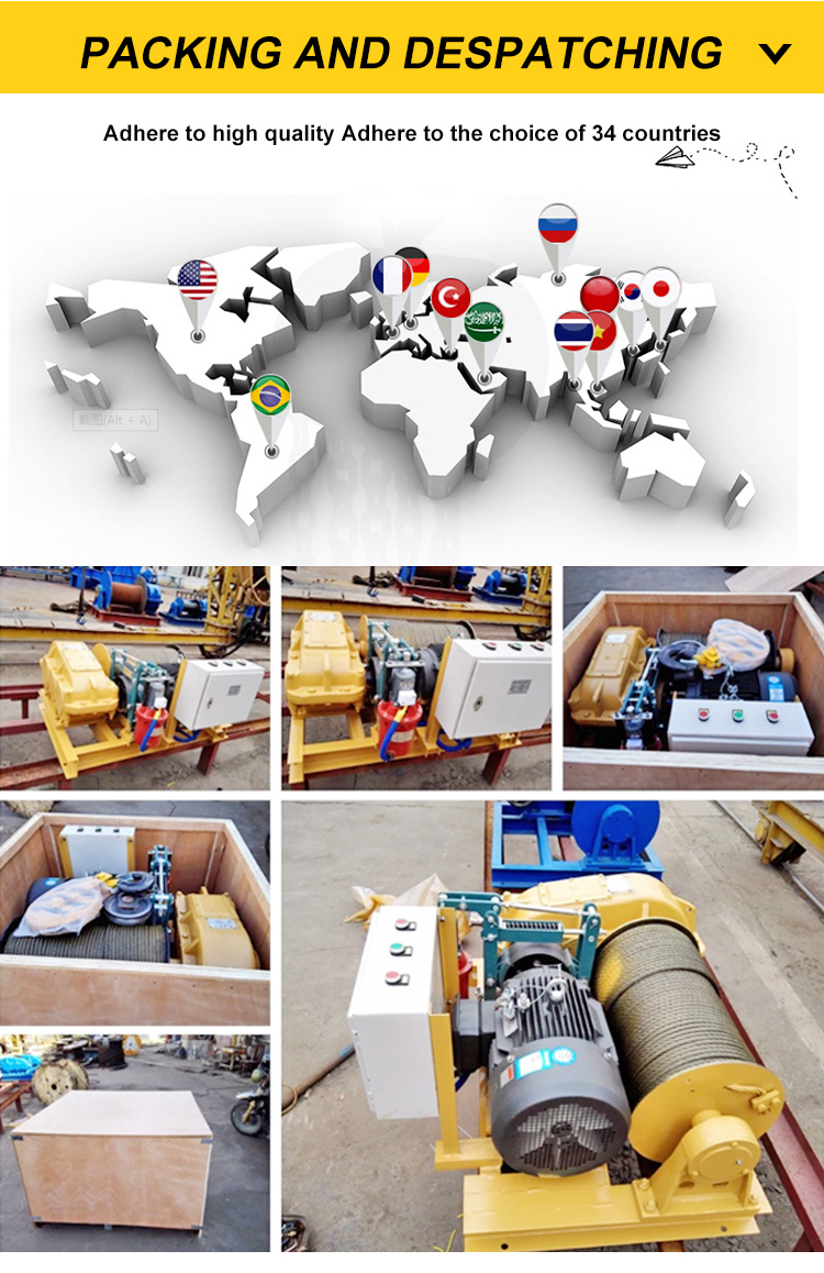 15M/min Electric Wire Rope Winch With Wireless Remote Control