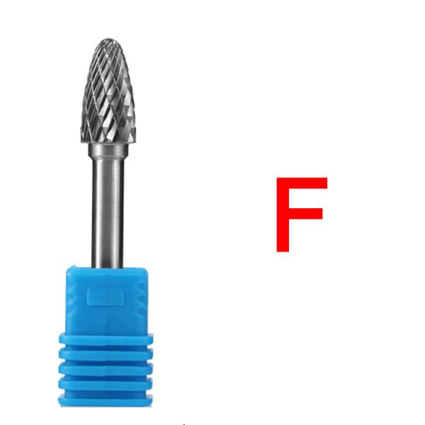 Carbide Rotary Bur Tool Files Set with F Shape Tungsten Long 1/4inch Shank