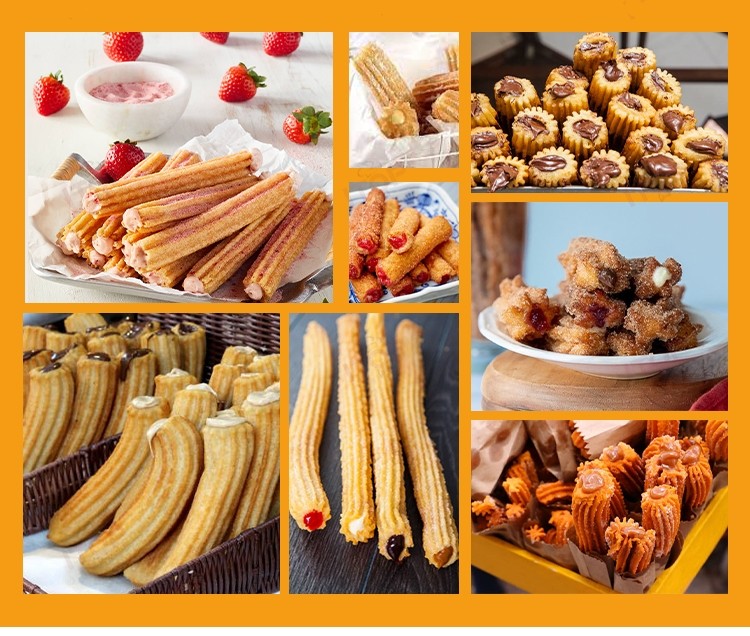 Full Stainless Steel Street Food Snack Churro Extruder Machine With Fryer