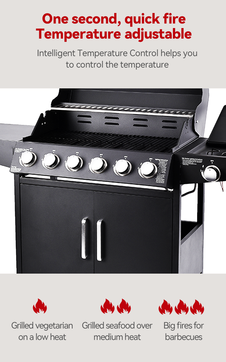 36.8kg Family Outdoor BBQ Gas Grill with Trolley and Commercial Gas BBQ Grill Machine