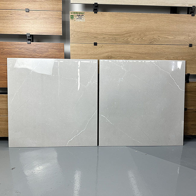 High Glossy Gray Nature Texture Glazed Polished Porcelain Floor Tiles 600*600mm