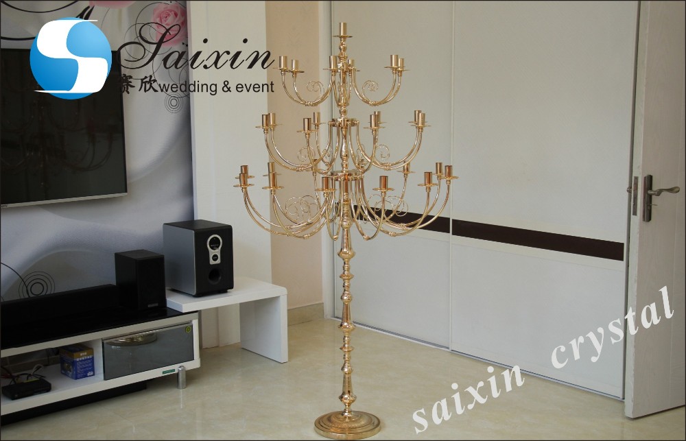 ZT-325L Saixin Gorgeous 18 arms Crystal candelabra flower stand for wedding centerpiece