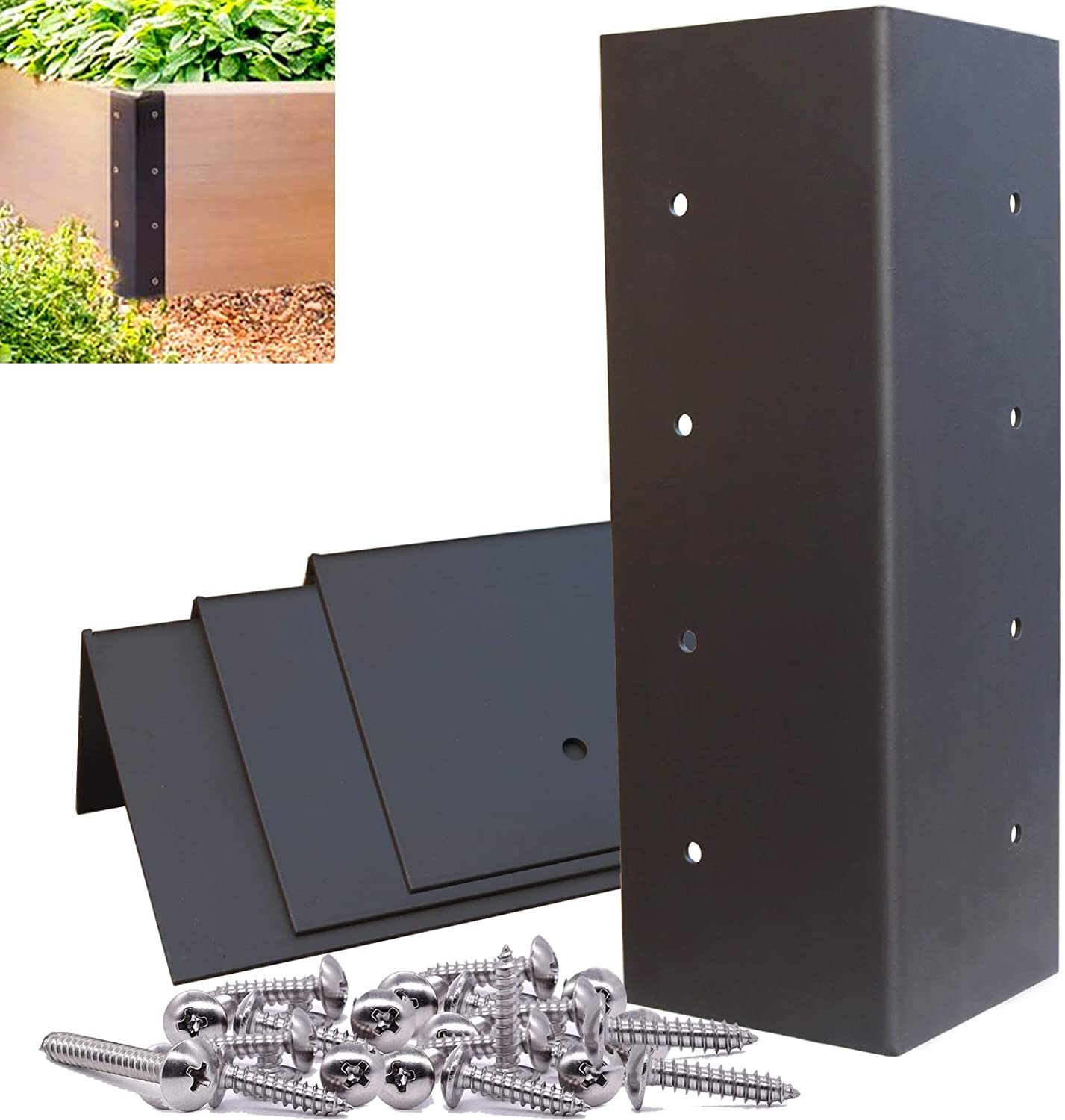 Furniture Set of 4 Raised Garden Bed Corner Brackets Made of Stainless Steel and Aluminum