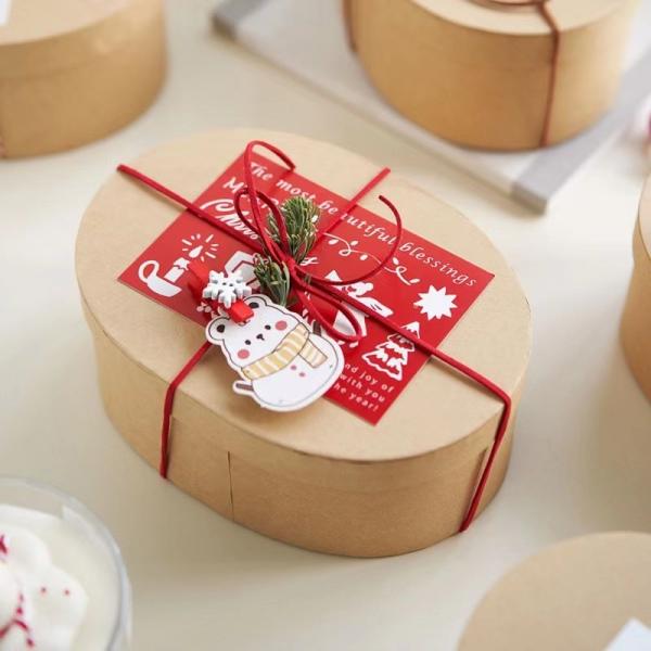 Oval Kraft Paper Box With Hand Gift Box, Biscuit Box, Candy Box, Baking