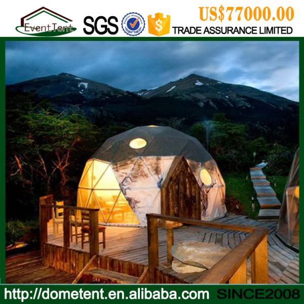 PVC Cover Metal Frame Resort Glamping Geodesic Dome Tent For Exhibition