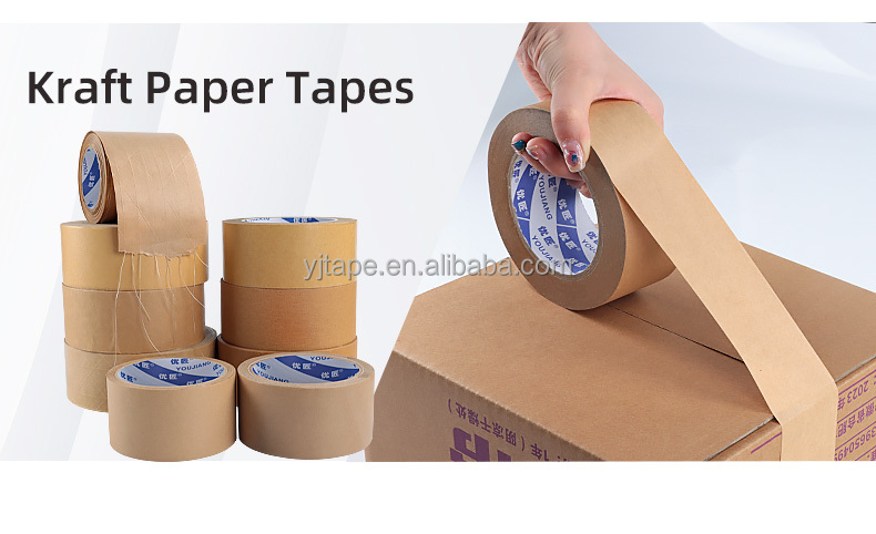 Pressure Sensitive Self Adhesive Carton Packing Brown Paper Tape Single Sided