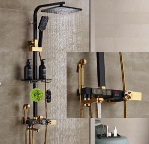  Black Golden Copper 314SUS Intelligent Shower Faucet With Button Manufactures