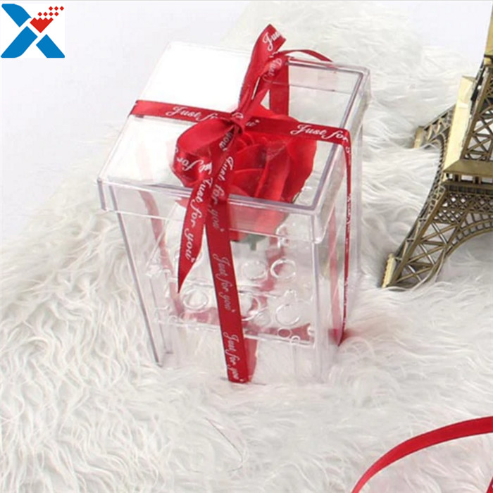 Flower Packing Clear Acrylic Box Display Cases Organizer Rose Gift Box With Cover