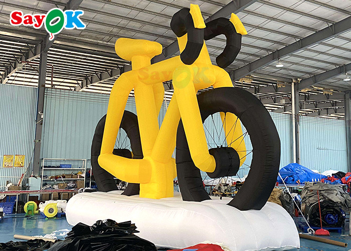 Yellow Advertising High Custom Inflatable Products Promotional Model Bicycle With Print