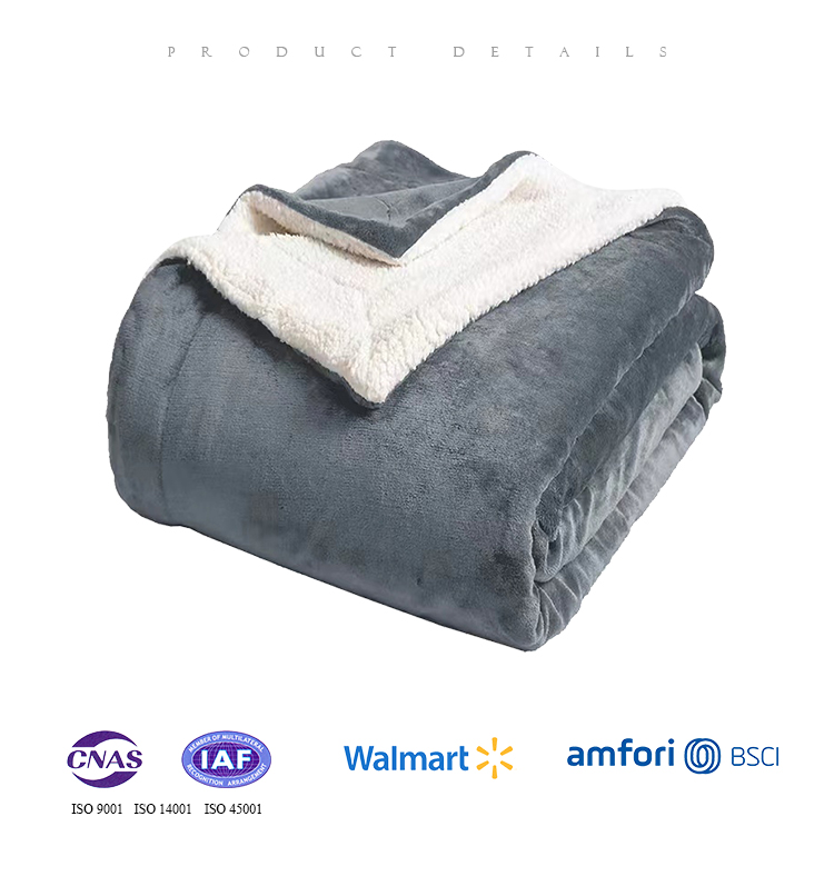 Luxury And Comfort With Our Modern Gray Flannel Sherpa Blanket All-Season