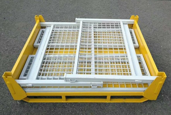 Collapsible Rigid Wire Container with Dual Drop Gate Stackable 3 High 