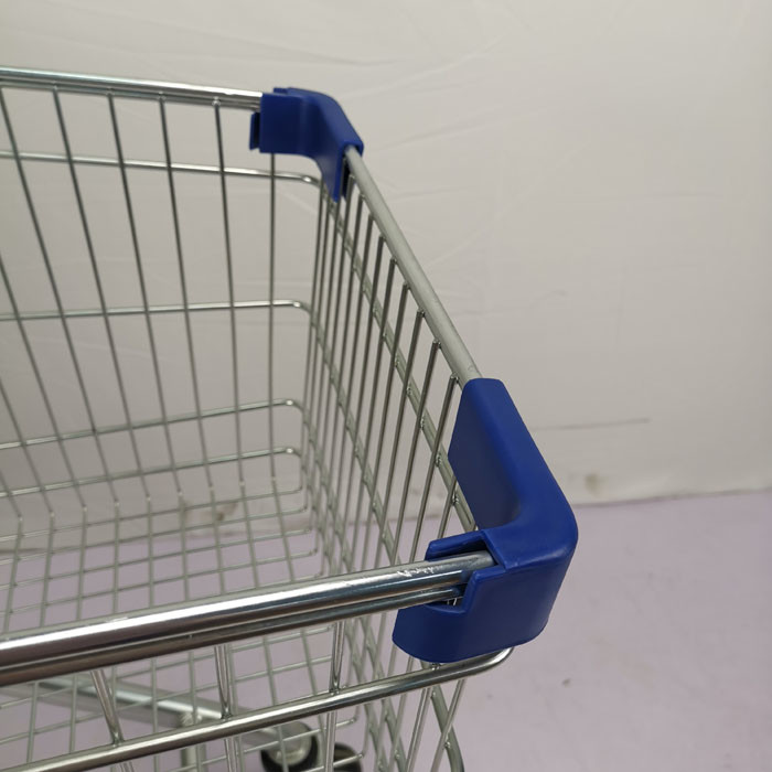 European Style 125L Supermarket Metal Shopping Trolley Anti Theft With 4" PU Wheels
