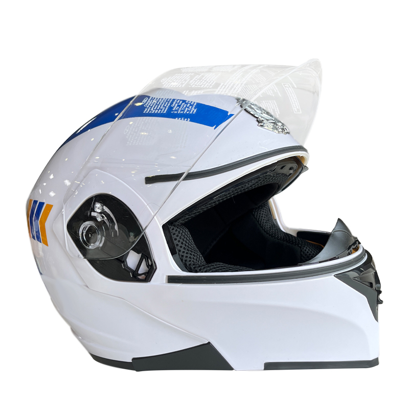 White ABS Motorcycle Riding Helmet with Full Face PC Shield Customizable