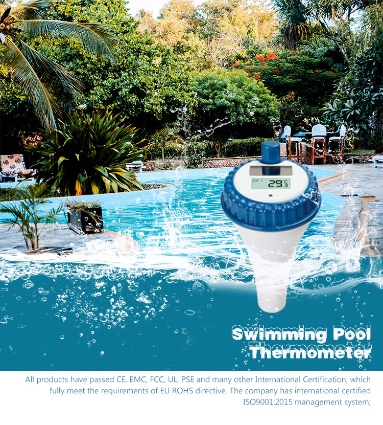 Remote Wireless Floating Pool Thermometer With Solar Energy Power Supply And Display