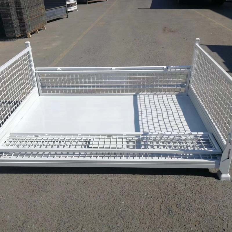 Foldable Industrial Grid Metal Pallet Box Strong Structure Storage Box