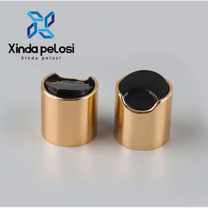 Factory Price Cosmetic Bottle Caps Shiny Gold Aluminum Press Caps Dispensing Smooth