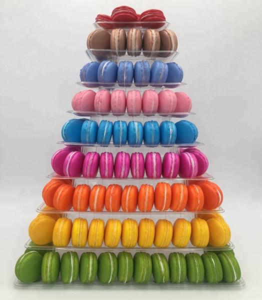 9 Tier Plastic Square Macaron Tower Stand Display For French Takeaway Food