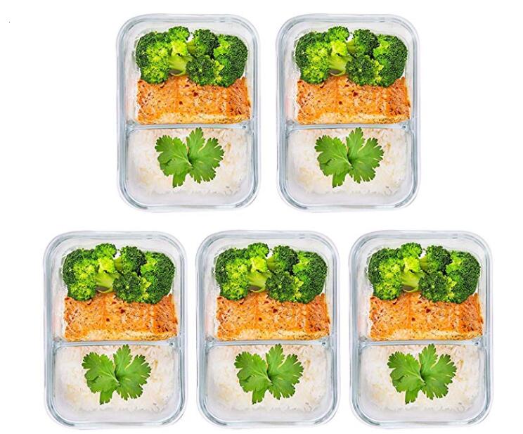 Borosilicate Pressed Glass Lunch Boxes With Locking Lids