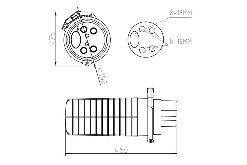PP GF 144C Dome Fiber Splice Closure IP68 Heat Shrink Seal 5 Ports 24F